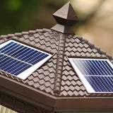 Brown Vintage Square Glass Solar Garden Post Light Image - 7