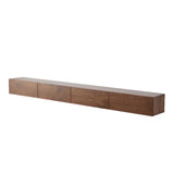 Brown Wall-Mounted Wood Long TV Stand with Drawers Image - 12