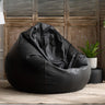 Brown Washable Round Faux Leather Solid Color Bean Bag Image - 9