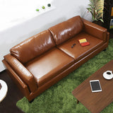 Brown Water-Resistant Leather Upholstered Back Sofa Image - 1