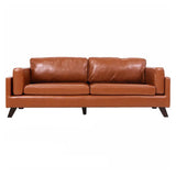 Brown Water-Resistant Leather Upholstered Back Sofa Image - 7