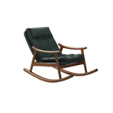 Brown Waterproof Tufted Wood Track Arms Rocking Chair Image - 12