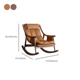 Brown Waterproof Tufted Wood Track Arms Rocking Chair #size