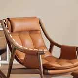 Brown Waterproof Tufted Wood Track Arms Rocking Chair Image - 6