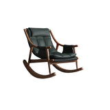 Brown Waterproof Tufted Wood Track Arms Rocking Chair Image - 7