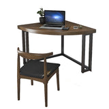 Brown Wood Black Base Fillet-Shaped Small Writing Desk Image - 6