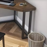 Brown Wood Black Base Fillet-Shaped Small Writing Desk Image - 8