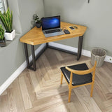 Brown Wood Black Base Fillet-Shaped Small Writing Desk Image - 9