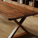 Brown Wood Butcher Block Multi-Person Writing Desk Image - 9