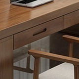 Brown Wood Drawers Exterior Shelf Sled Conference Desk Image - 13