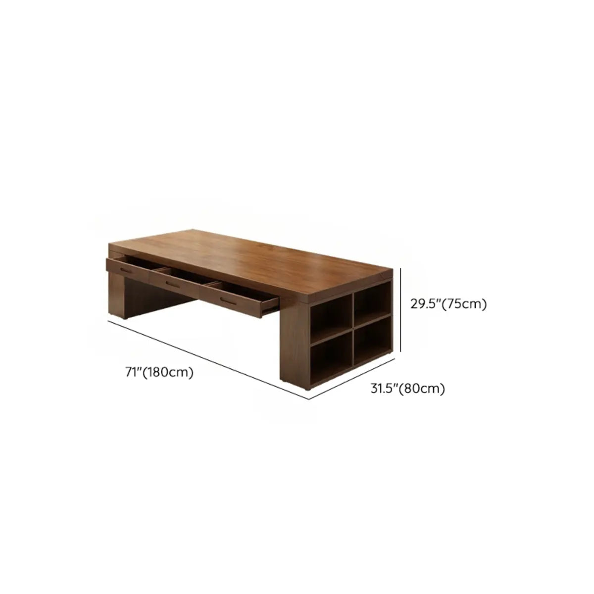 Brown Wood Drawers Exterior Shelf Sled Conference Desk Image - 18