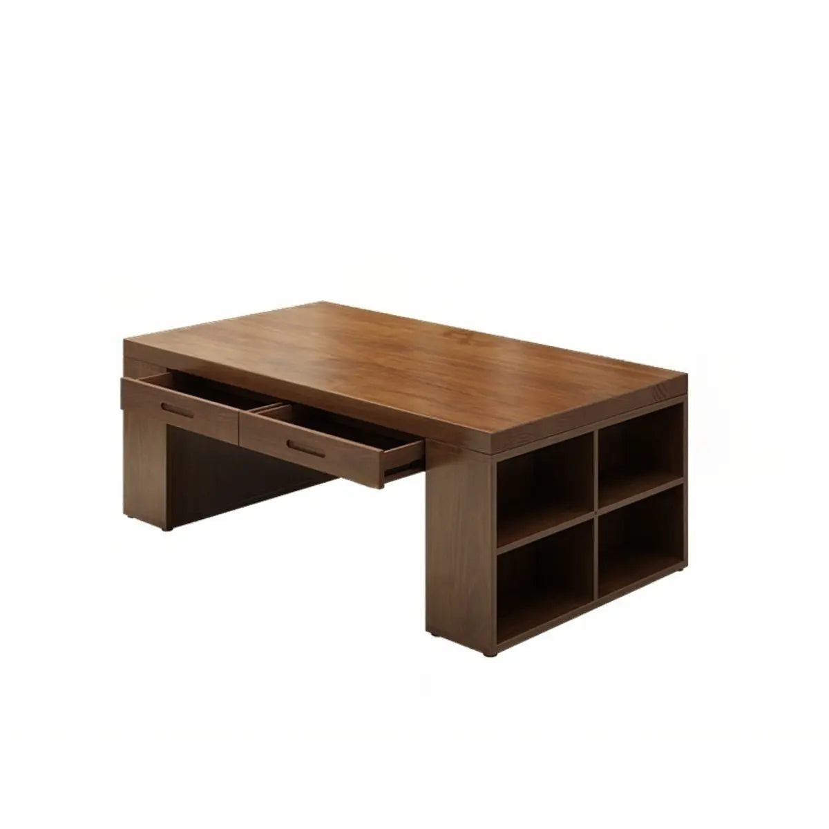 Brown Wood Drawers Exterior Shelf Sled Conference Desk Image - 3