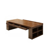 Brown Wood Drawers Exterior Shelf Sled Conference Desk Image - 5