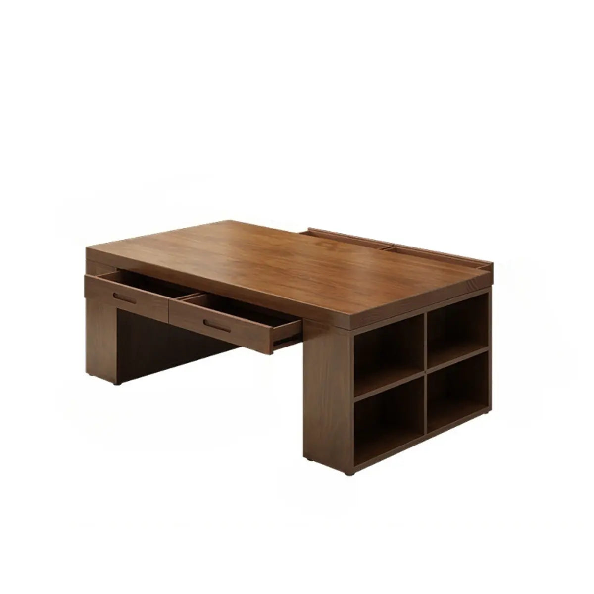 Brown Wood Drawers Exterior Shelf Sled Conference Desk Image - 7