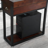 Brown Wood Drawers Storage Rectangle Computer Desk Image - 8