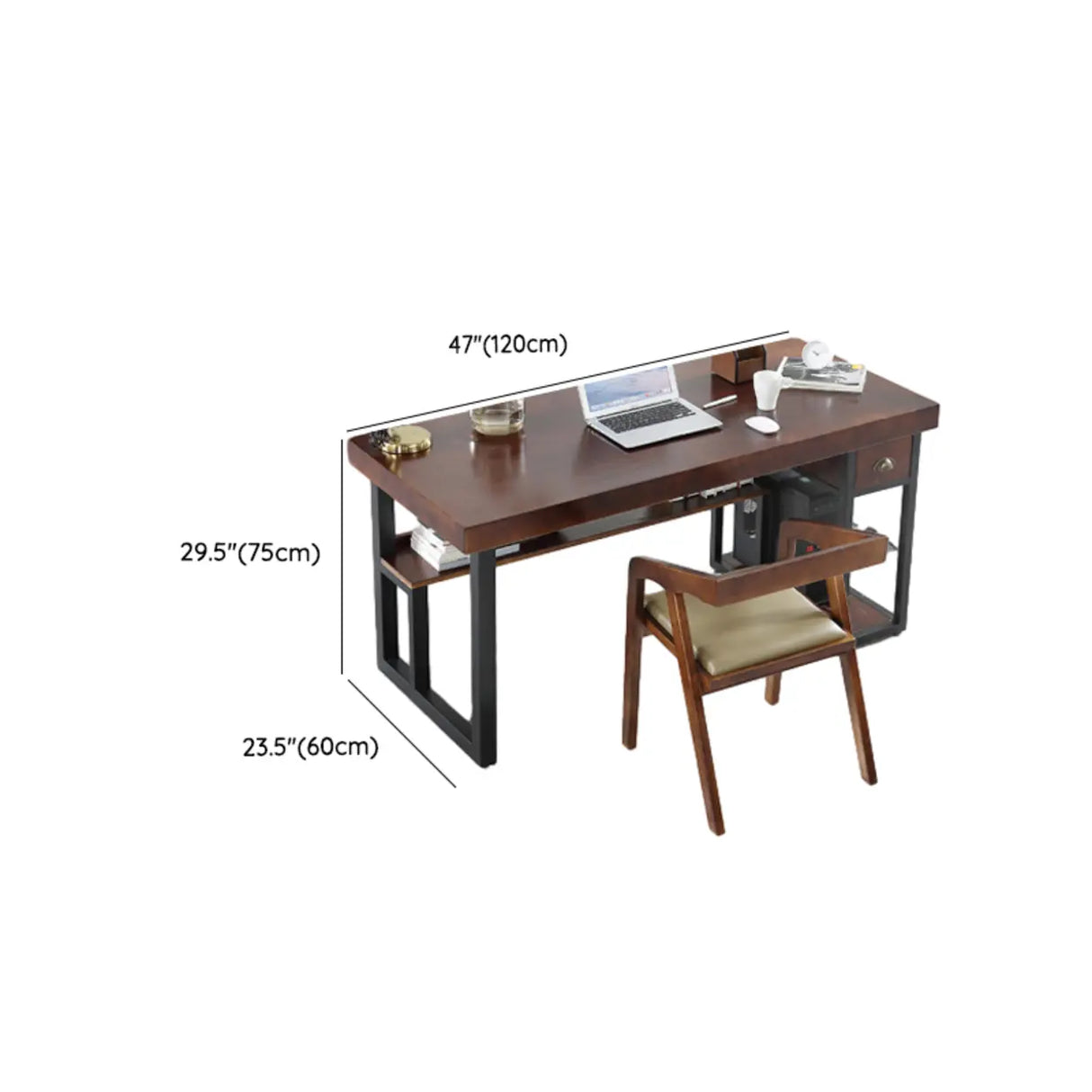 Brown Wood Drawers Storage Rectangle Computer Desk 