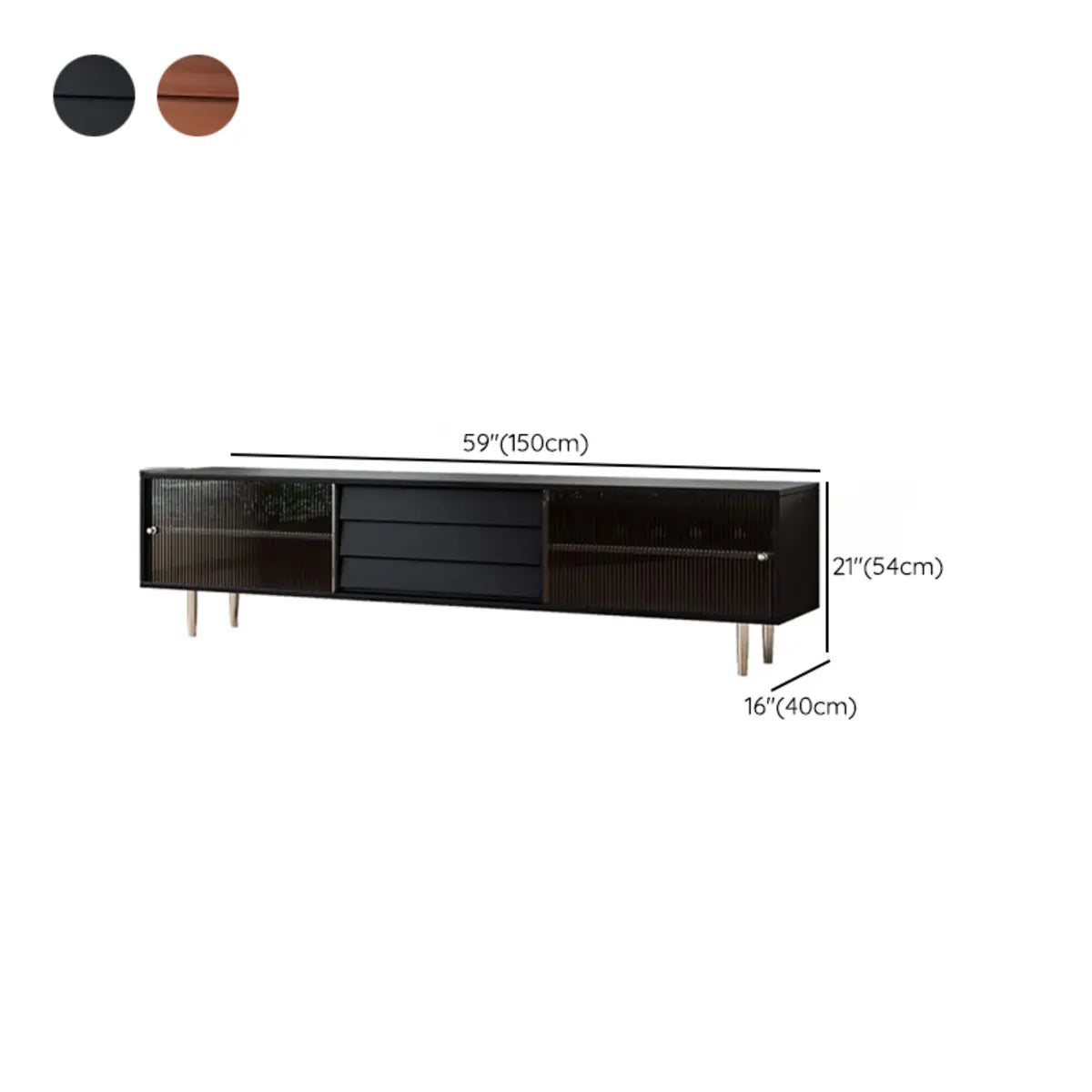 Brown Wood Enclosed Storage TV Stand with Shelves 