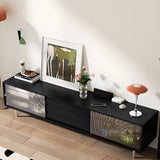 Brown Wood Enclosed Storage TV Stand with Shelves Image - 4