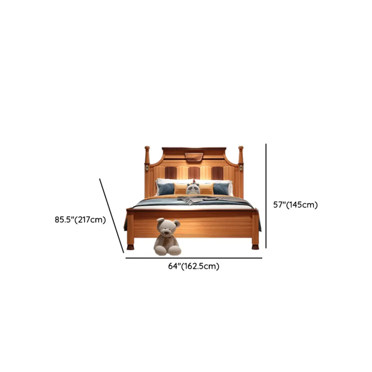 Brown Wood Frame Low Clearance Kids Bed with Footboard 