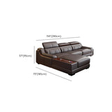 Brown Wood Frame Scratch Resistant Leather Sectional Image - 13