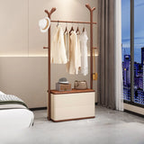 Brown Wood Freestanding Open Storage Hooks Coat Rack Image - 10