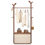 Brown Wood Freestanding Open Storage Hooks Coat Rack Image - 11