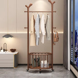 Brown Wood Freestanding Open Storage Hooks Coat Rack Image - 15