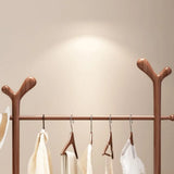 Brown Wood Freestanding Open Storage Hooks Coat Rack Image - 18