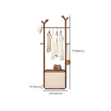 Brown Wood Freestanding Open Storage Hooks Coat Rack #size