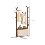 Brown Wood Freestanding Open Storage Hooks Coat Rack Image - 20