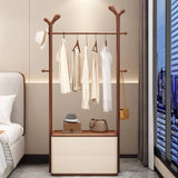 Brown Wood Freestanding Open Storage Hooks Coat Rack Image - 4