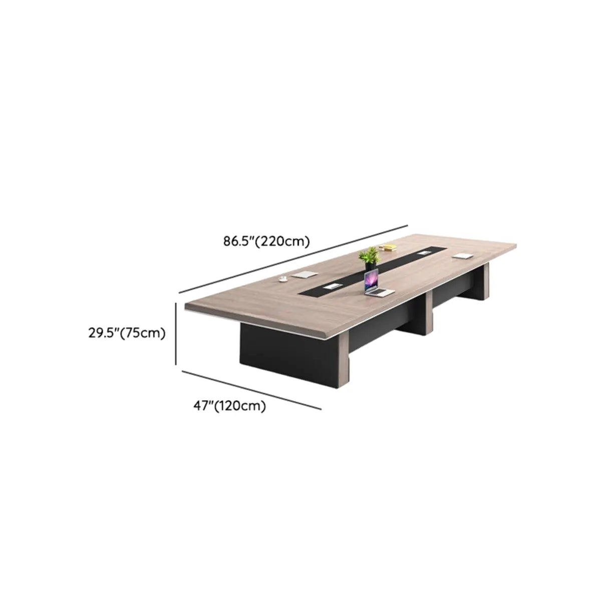 Brown Wood Rectangle Multi-Person Long Executive Desk Image - 10