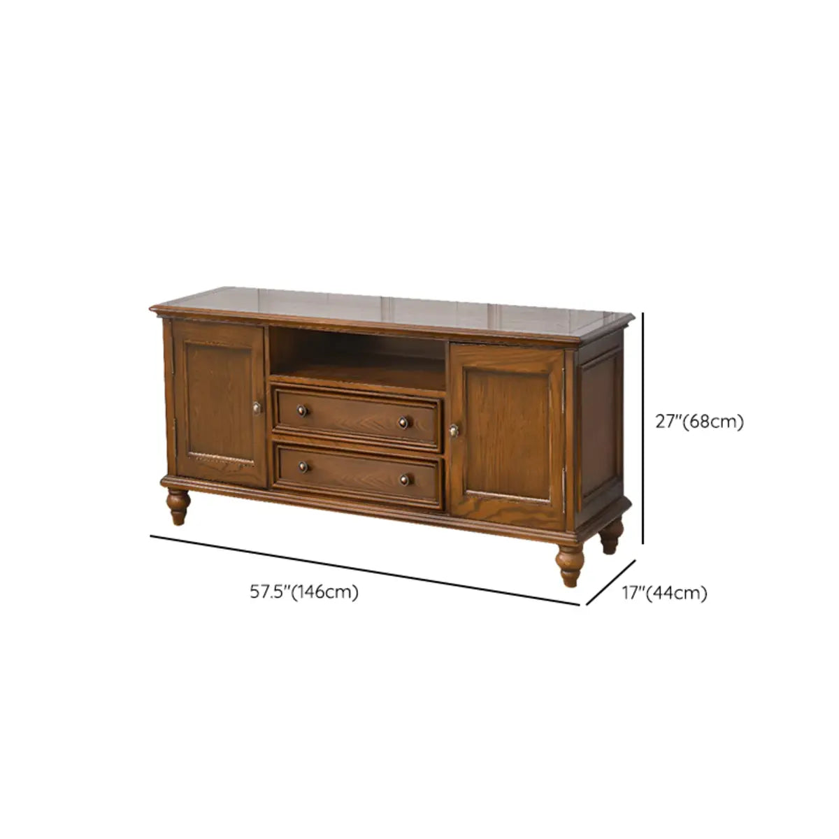 Brown Wood Rectangular Open Storage Cabinet TV Stand 