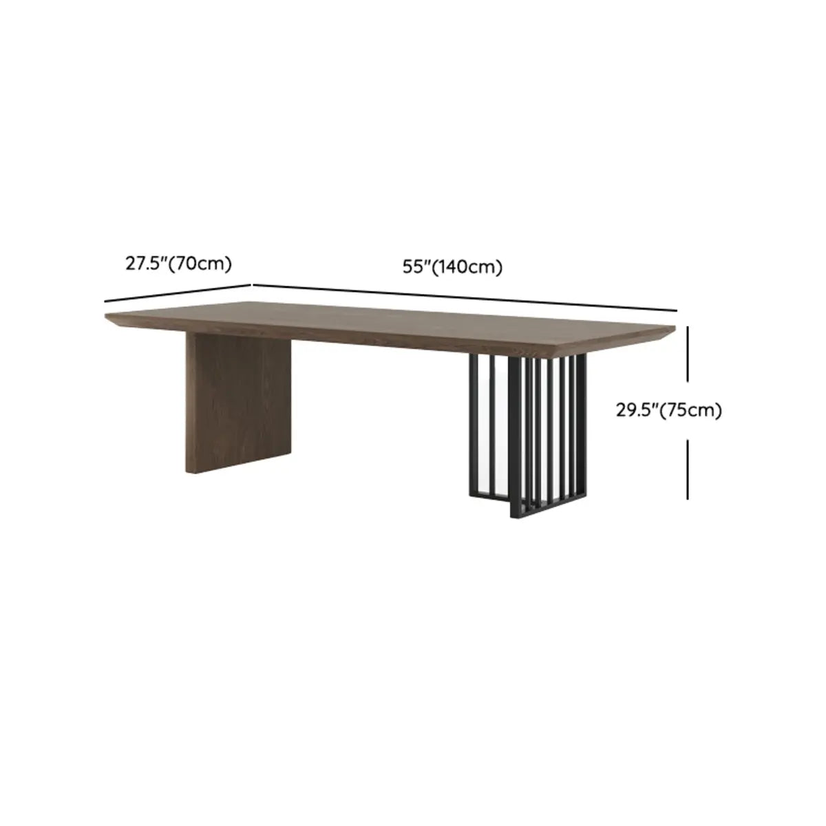 Brown Wood Rectangular Sled Workstation Writing Desk 