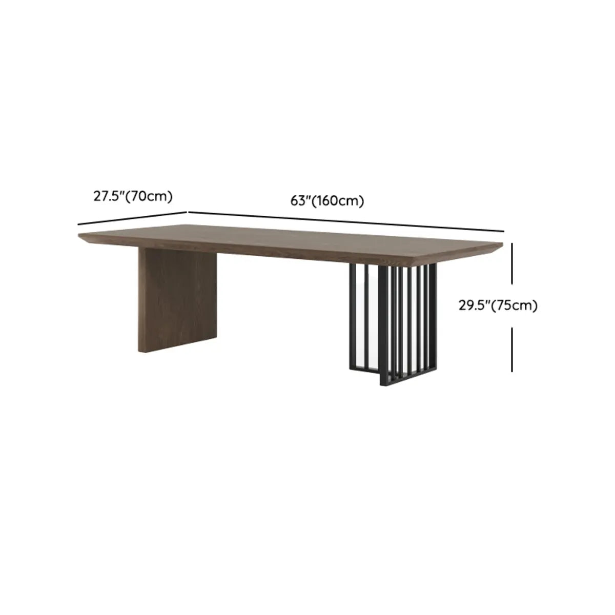 Brown Wood Rectangular Sled Workstation Writing Desk Image - 12