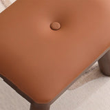 Brown Wood Rectangular Small Stool Ottoman Furniture Image - 11