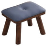 Brown Wood Rectangular Small Stool Ottoman Furniture Image - 5