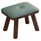 Brown Wood Rectangular Small Stool Ottoman Furniture Image - 7