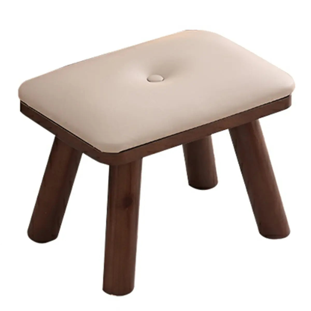 Brown Wood Rectangular Small Stool Ottoman Furniture Image - 9