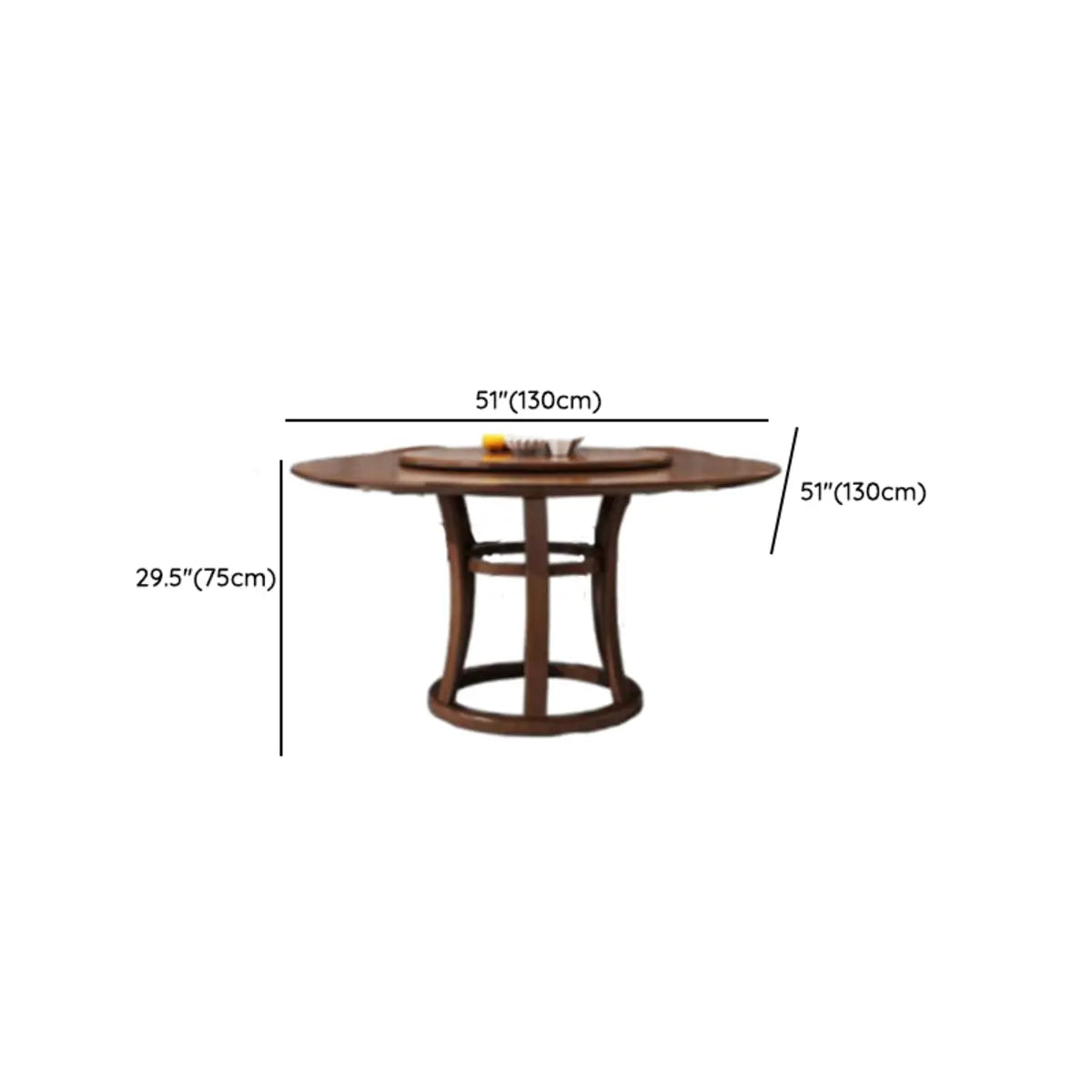 Brown Wood Round Dining Table Set with Frame Base 