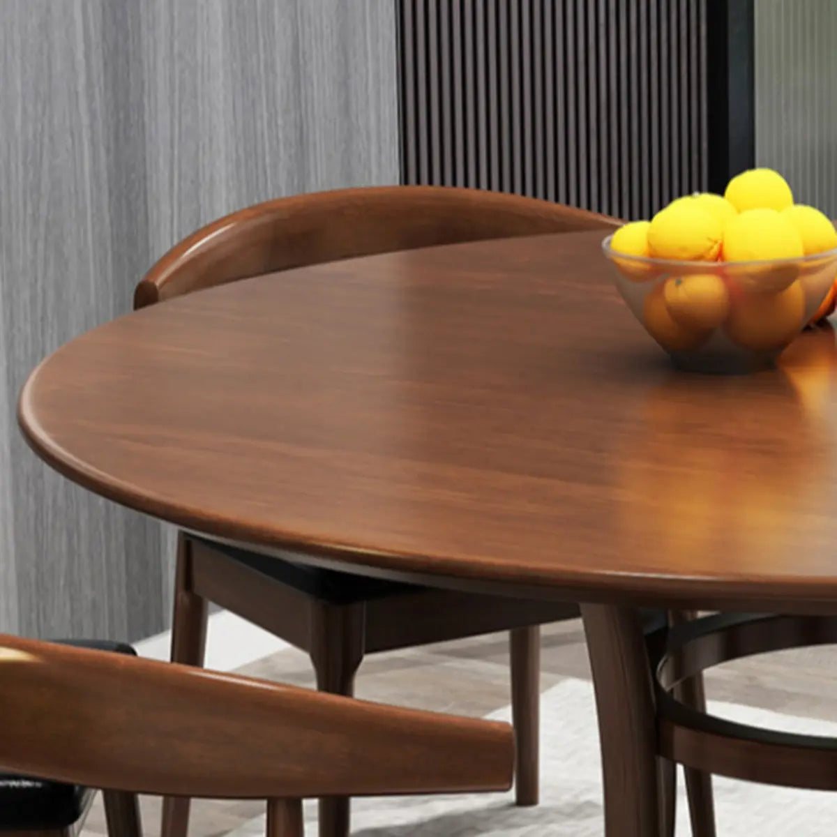 Brown Wood Round Dining Table Set with Frame Base Image - 8