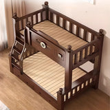 Brown Wood Storage Bunk Bed with Mattress and Bookcase Image - 4