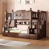 Brown Wood Storage Bunk Bed with Mattress and Bookcase Image - 5