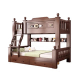 Brown Wood Storage Bunk Bed with Mattress and Bookcase Image - 8