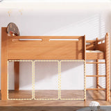 Brown Wood Storage Loft Bed with Ladder and Guardrail Image - 9