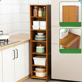 Brown Wood Storage Standard Narrow Display Cabinet Image - 14