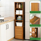 Brown Wood Storage Standard Narrow Display Cabinet Image - 15