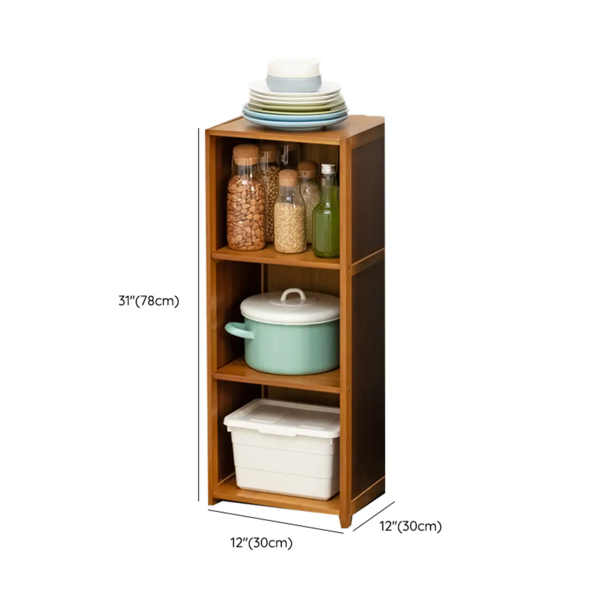 Brown Wood Storage Standard Narrow Display Cabinet 