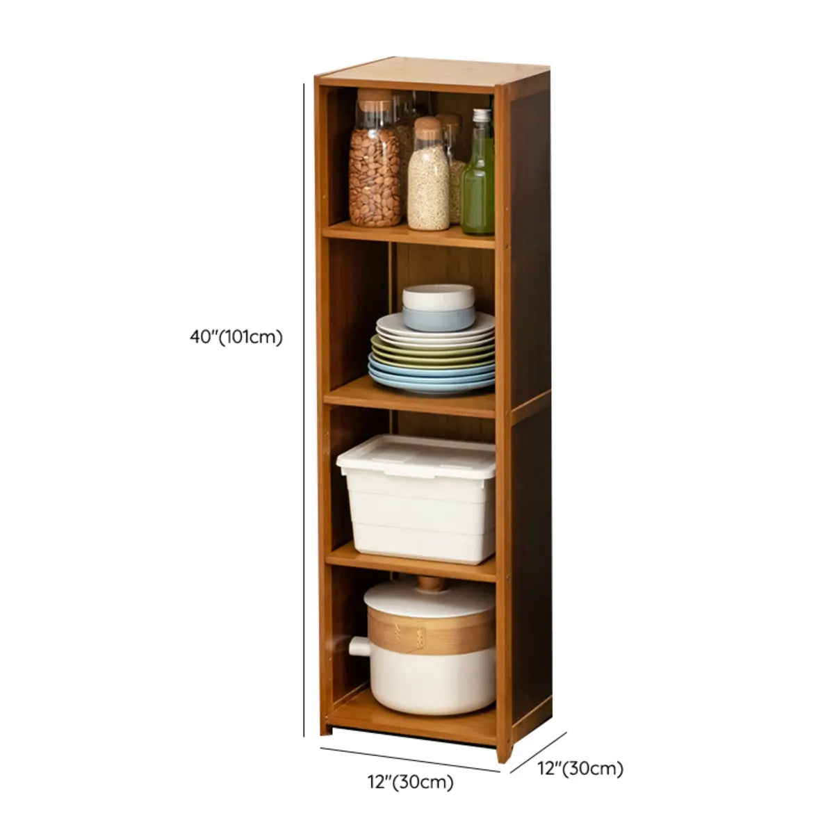 Brown Wood Storage Standard Narrow Display Cabinet Image - 23