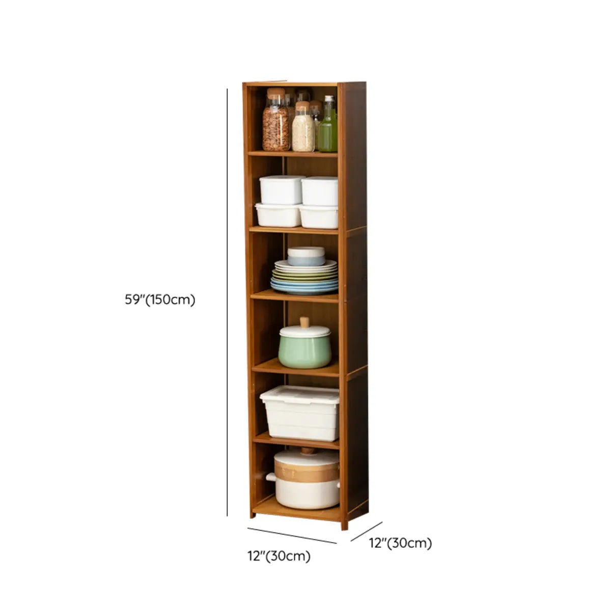 Brown Wood Storage Standard Narrow Display Cabinet Image - 25